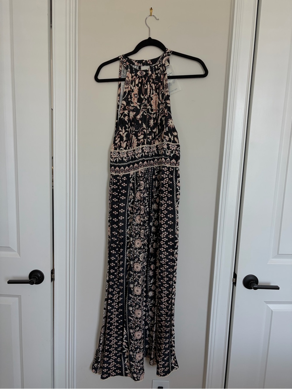 FREE PEOPLE BLACK MOTIF MAXI DRESS
